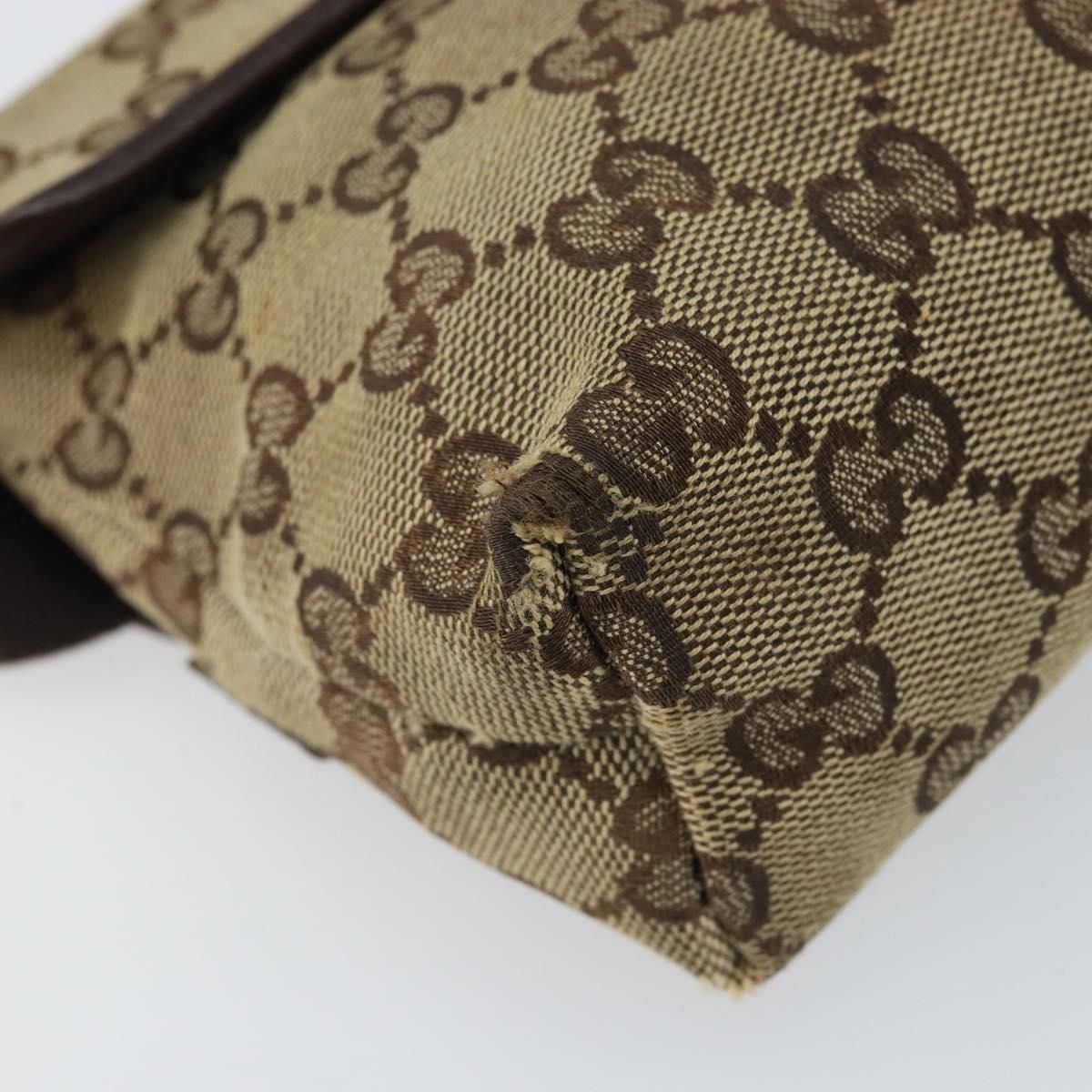 GUCCI GG Canvas Waist Bag Beige Silver 131236 Auth AMZ164