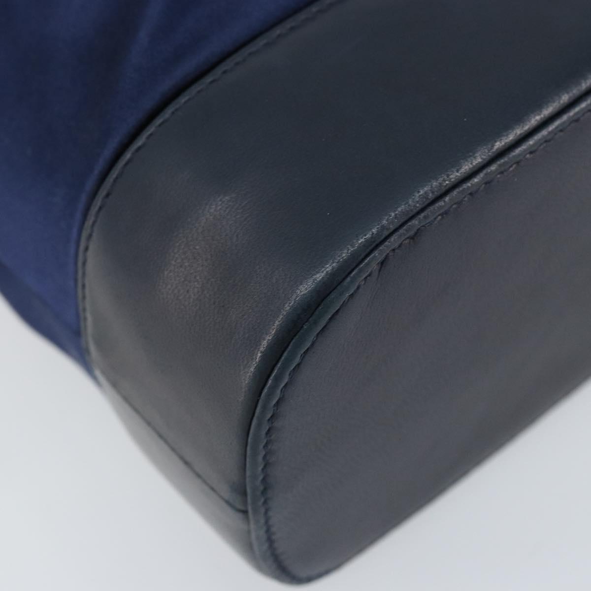 GUCCI Shoulder Bag Satin Navy Silver Auth AMZ171A