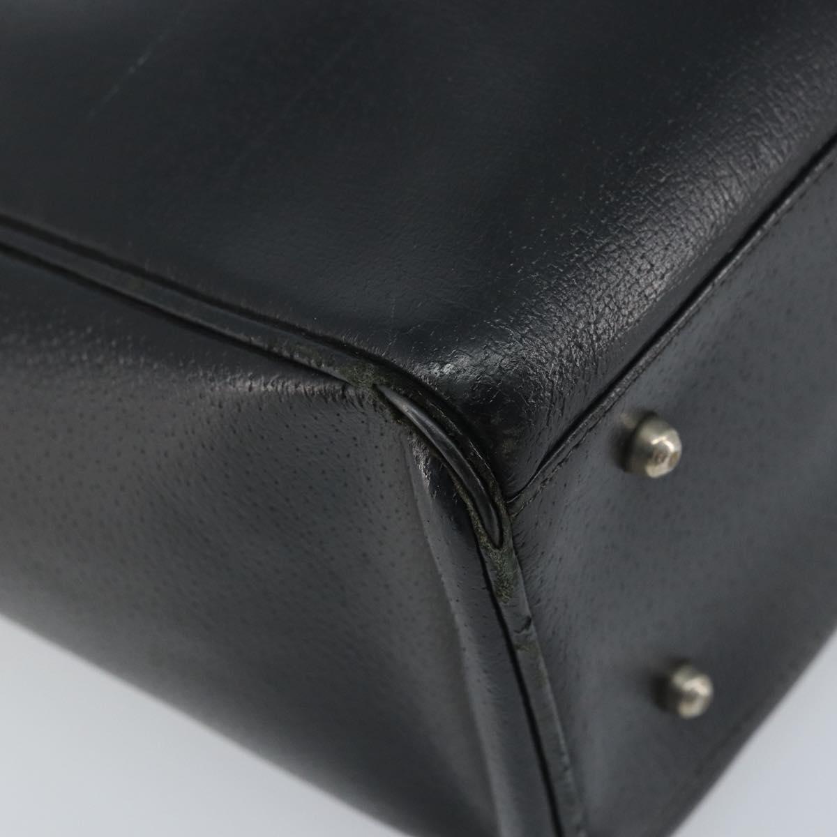 GUCCI Hand Bag Leather Black Silver 002 3754 0313 Auth AMZ175