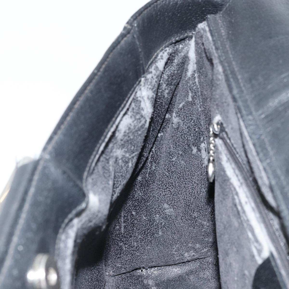 GUCCI Hand Bag Leather Black Silver 002 3754 0313 Auth AMZ175