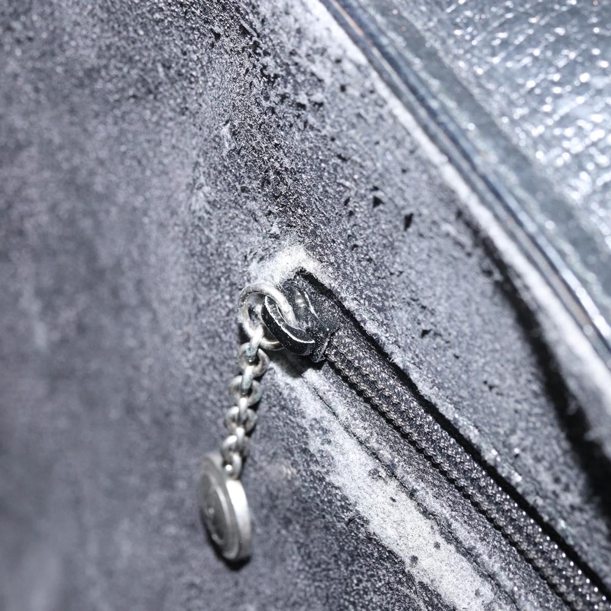GUCCI Hand Bag Leather Black Silver 002 3754 0313 Auth AMZ175