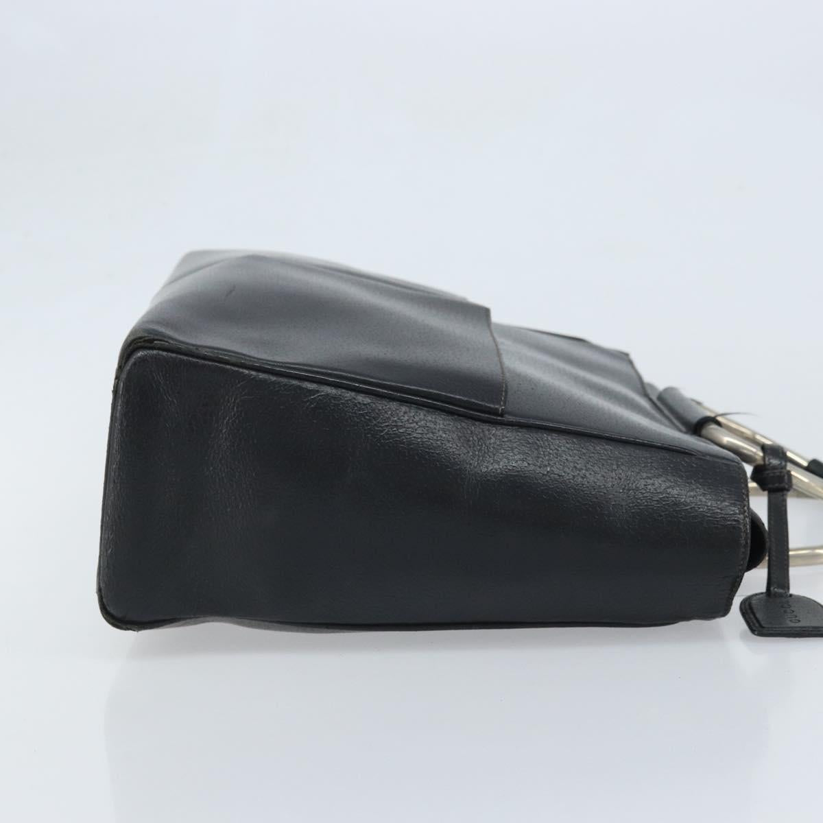 GUCCI Hand Bag Leather Black Silver 002 3754 0313 Auth AMZ175