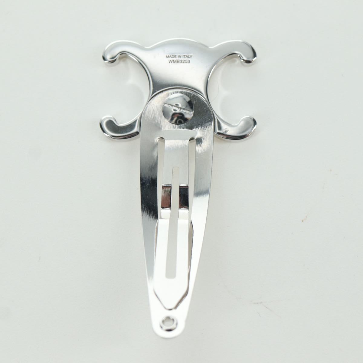 CELINE Barrette Triomphe Hair Clip metal Silver Auth AMZ181M