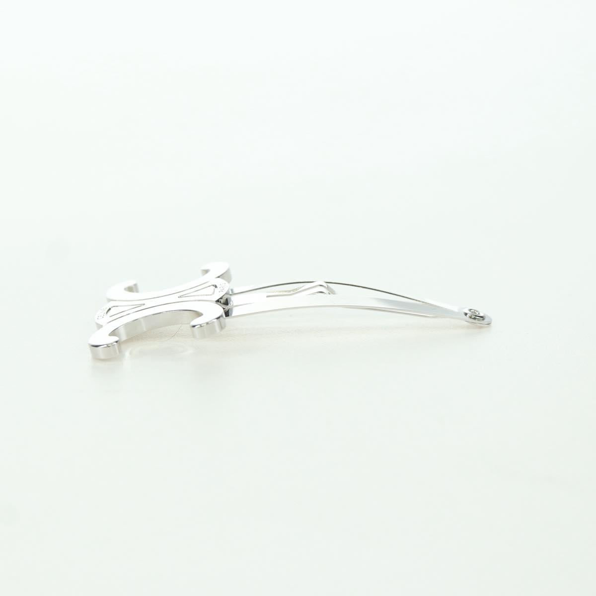 CELINE Barrette Triomphe Hair Clip metal Silver Auth AMZ181M