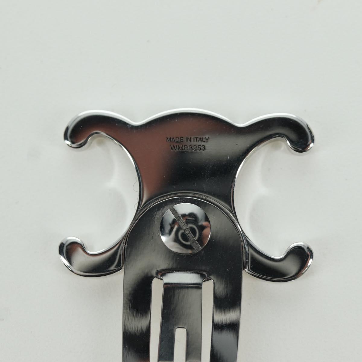 CELINE Barrette Triomphe Hair Clip metal Silver Auth AMZ181M