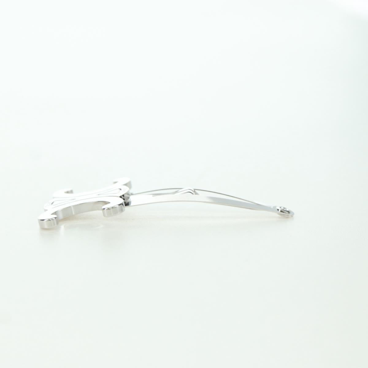 CELINE Barrette Triomphe Hair Clip metal Silver Auth AMZ181M