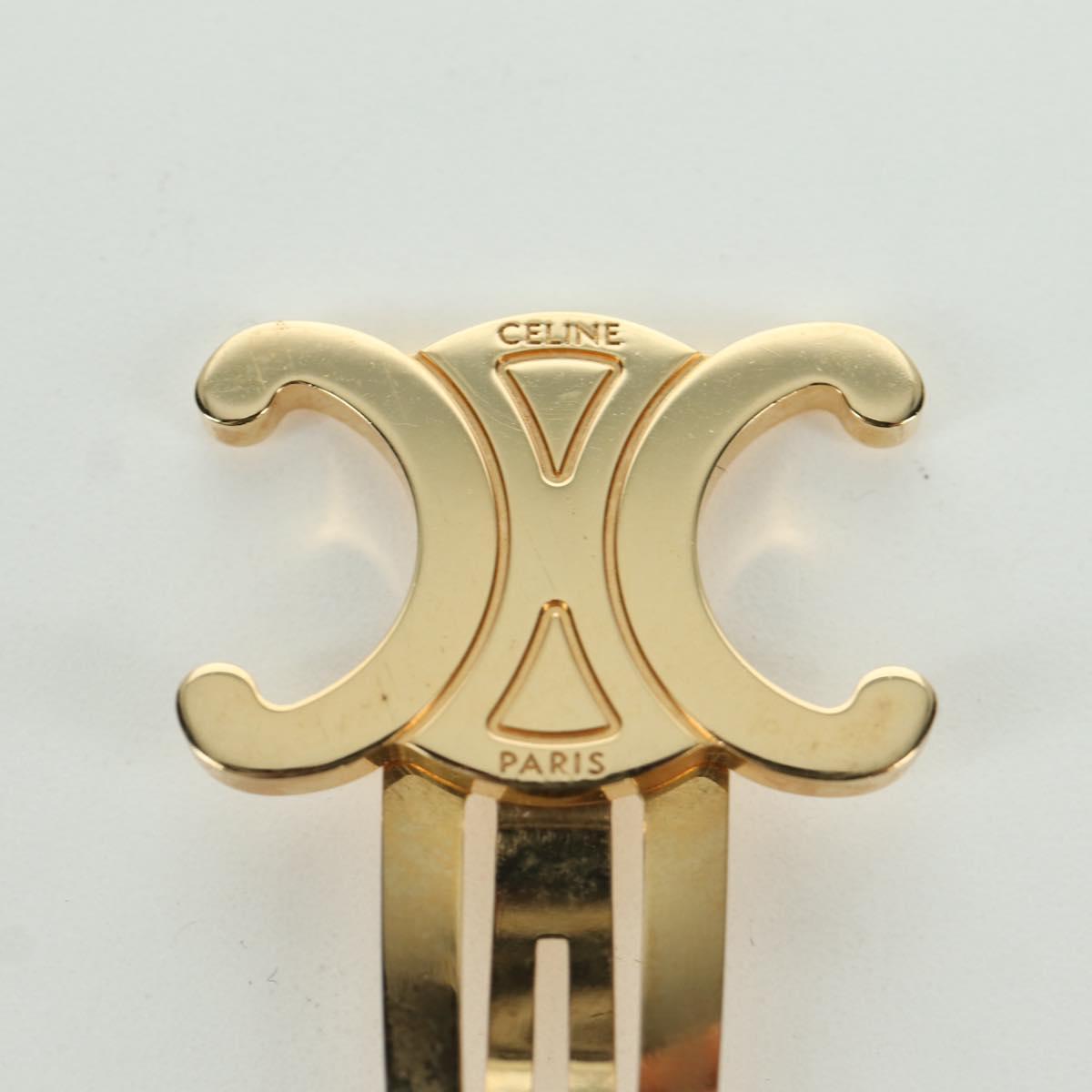 CELINE Barrette Triomphe Hair Clip metal Gold Tone Auth AMZ182M