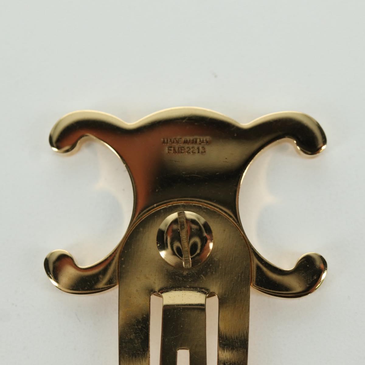 CELINE Barrette Triomphe Hair Clip metal Gold Tone Auth AMZ182M