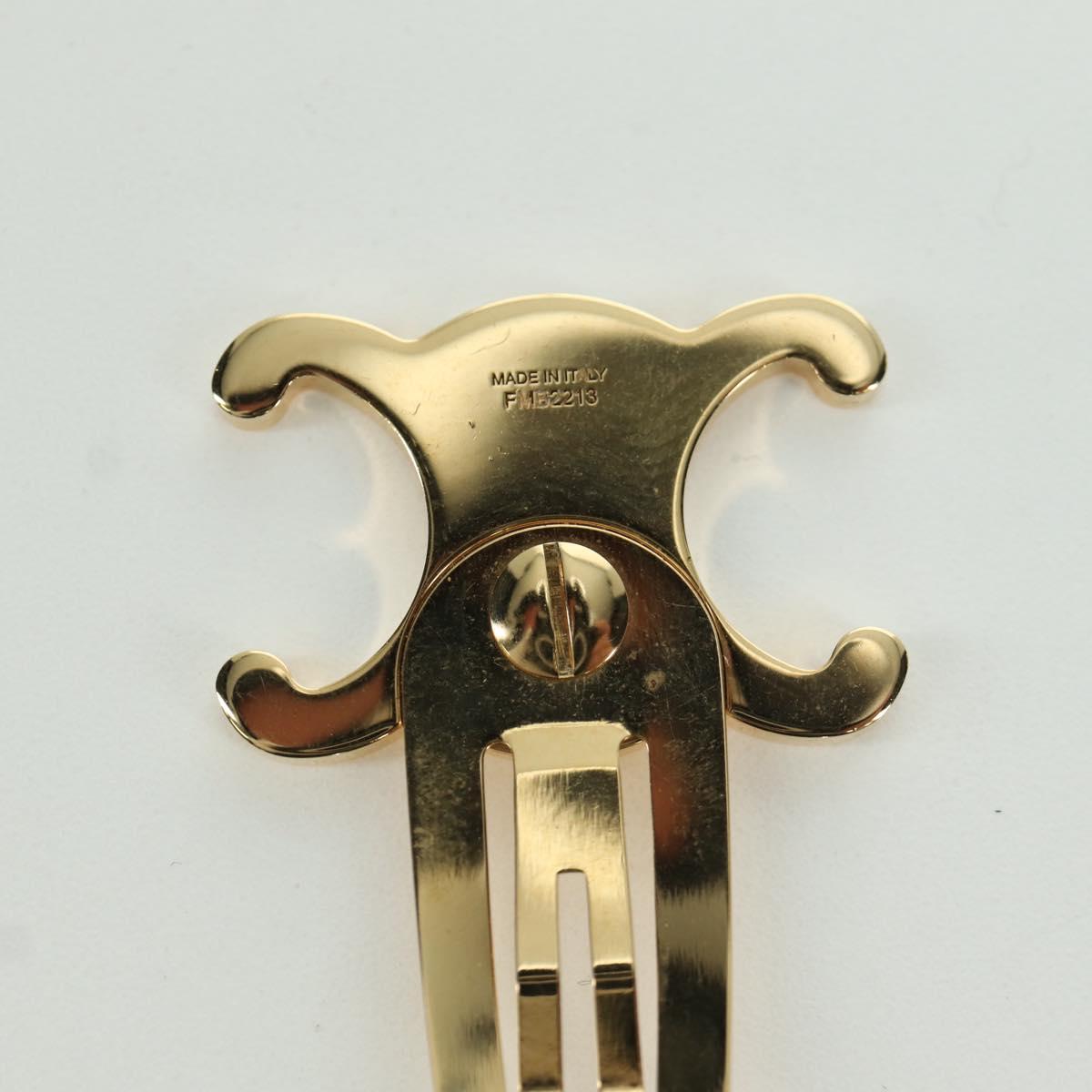 CELINE Barrette Triomphe Hair Clip metal Gold Tone Auth AMZ182M