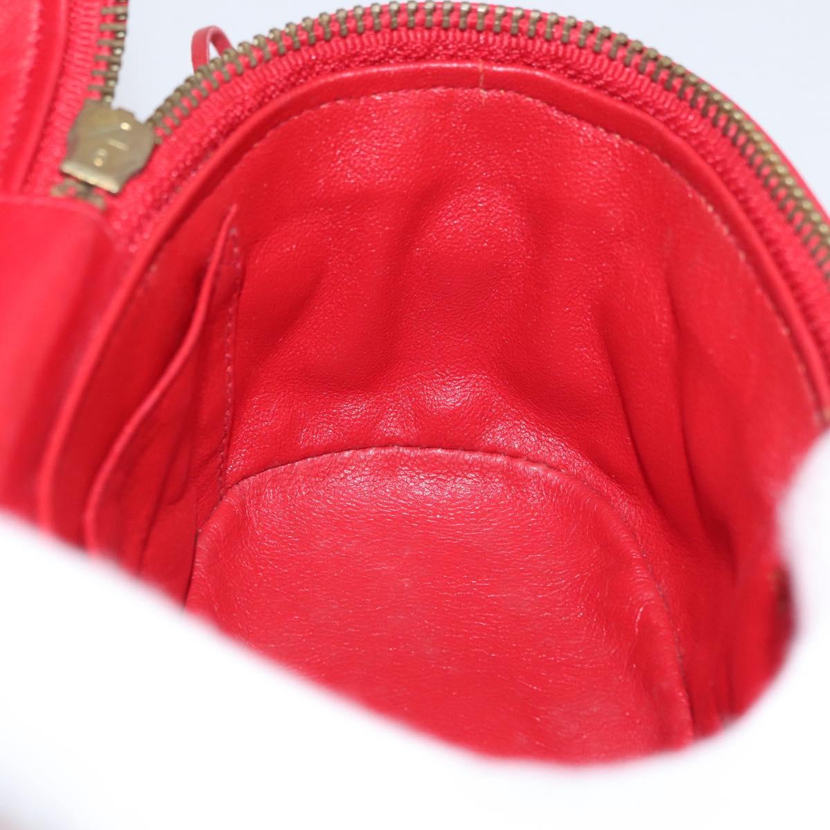 CHANEL Chain Shoulder Bag Lamb Skin Red Gold CC Auth AMZ310A