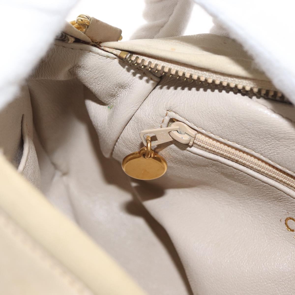 CHANEL Matelasse Chain Shoulder Bag Lamb Skin Ivory Gold CC Auth AMZ315