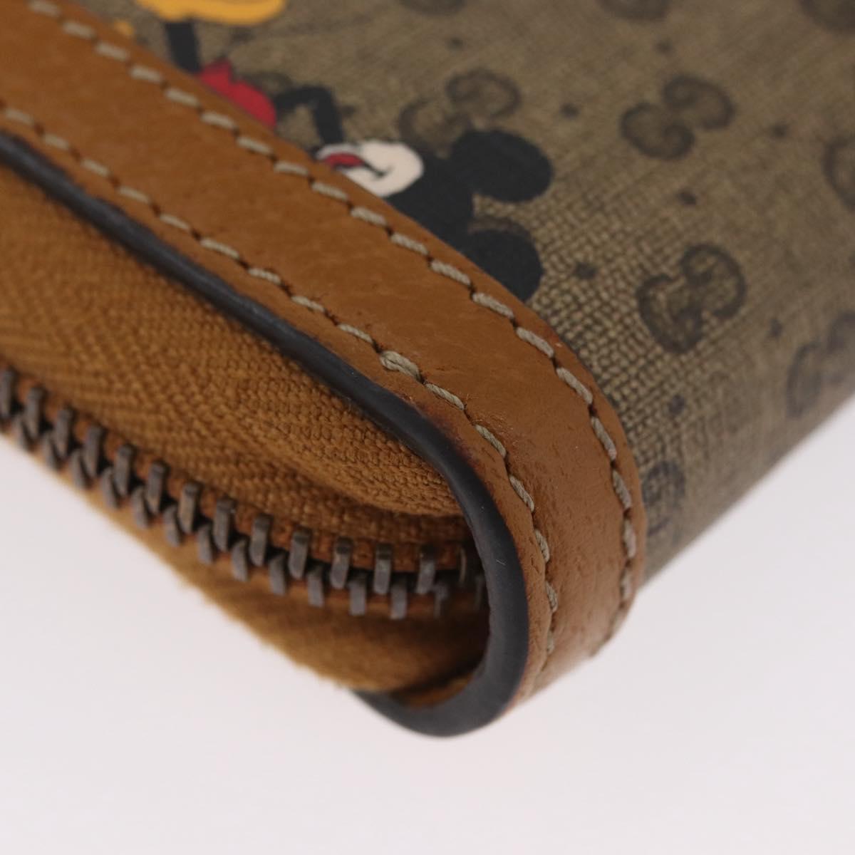 GUCCI Micro GG Supreme GUCCIxDisney Long Wallet PVC Beige 602532 Auth AMZ319M