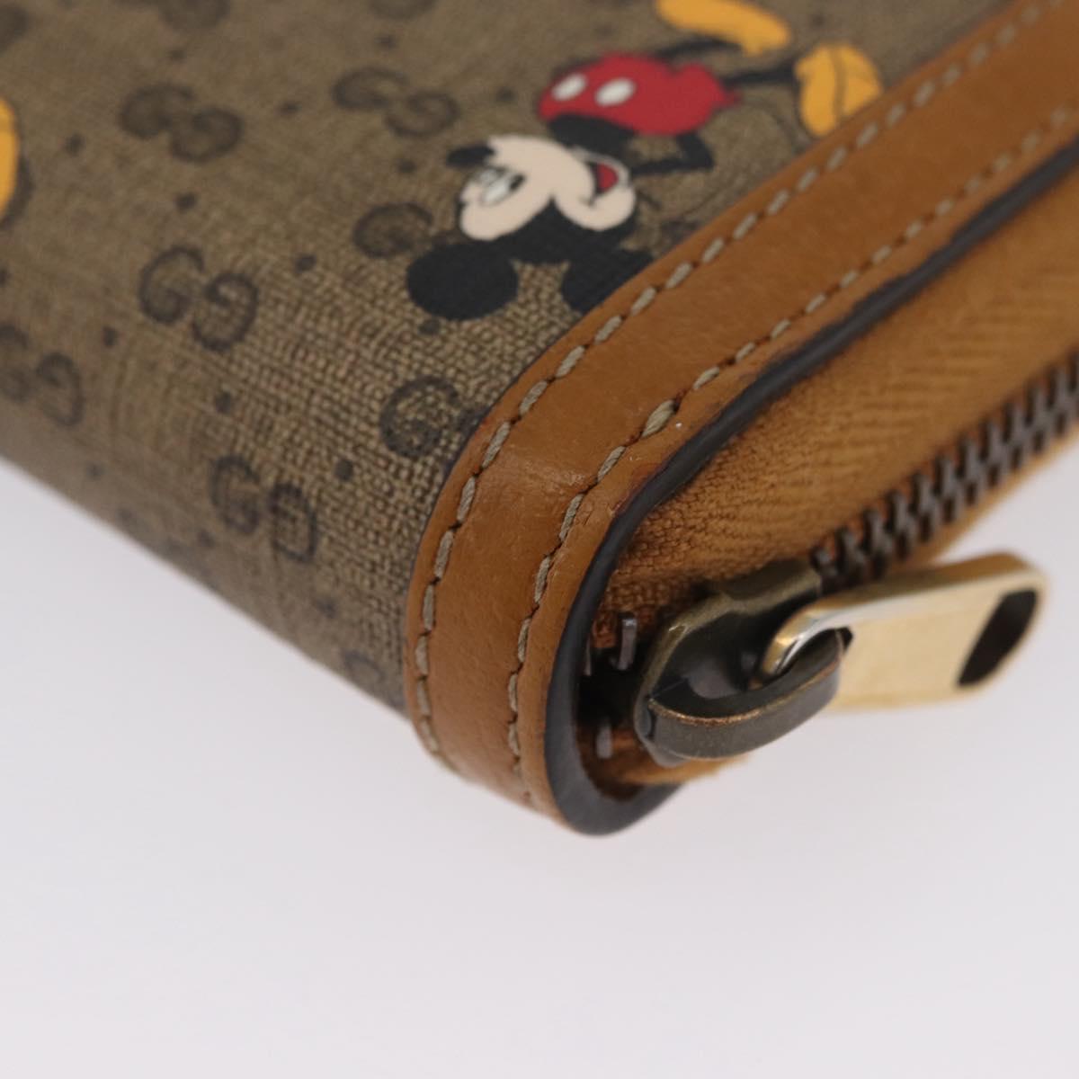 GUCCI Micro GG Supreme GUCCIxDisney Long Wallet PVC Beige 602532 Auth AMZ319M