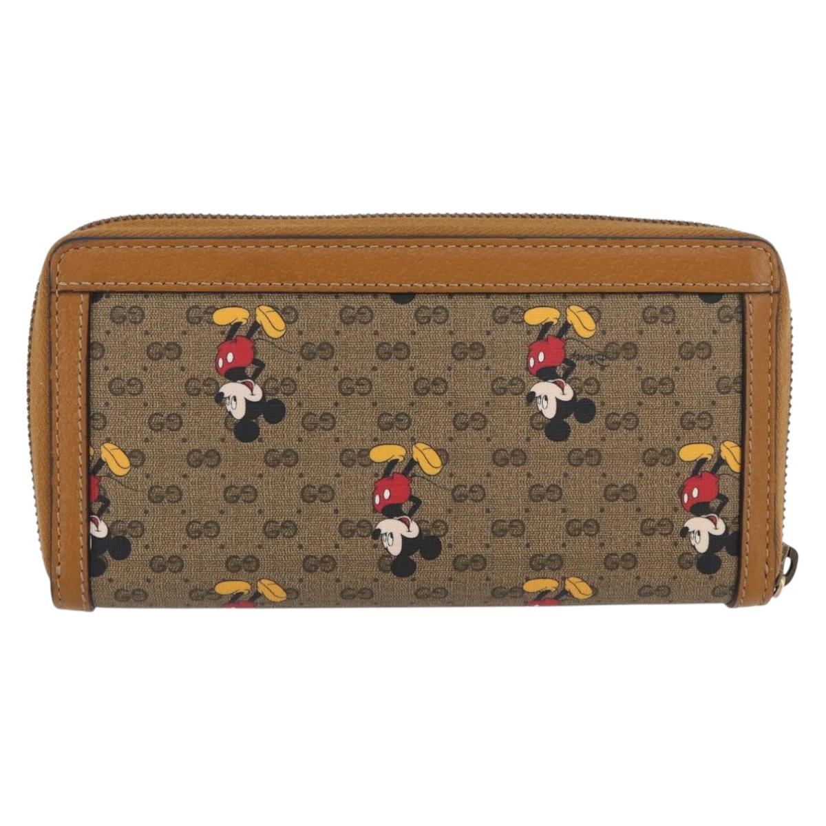 GUCCI Micro GG Supreme GUCCIxDisney Long Wallet PVC Beige 602532 Auth AMZ319M