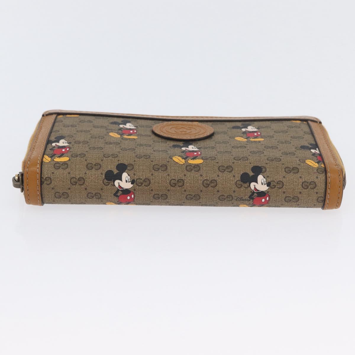 GUCCI Micro GG Supreme GUCCIxDisney Long Wallet PVC Beige 602532 Auth AMZ319M