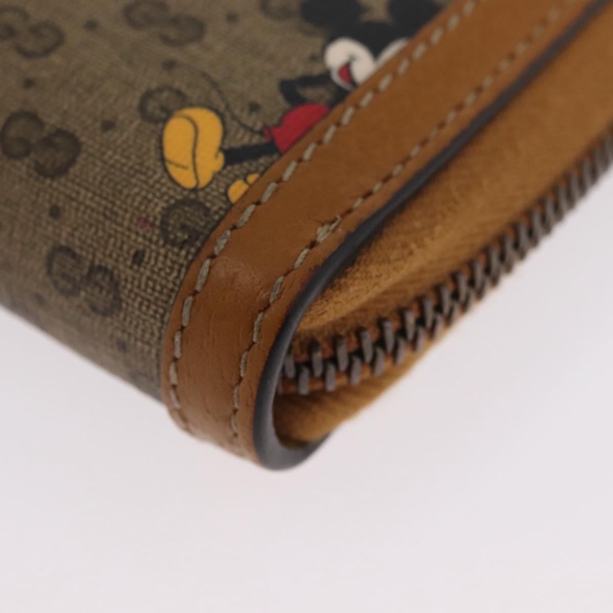 GUCCI Micro GG Supreme GUCCIxDisney Long Wallet PVC Beige 602532 Auth AMZ319M