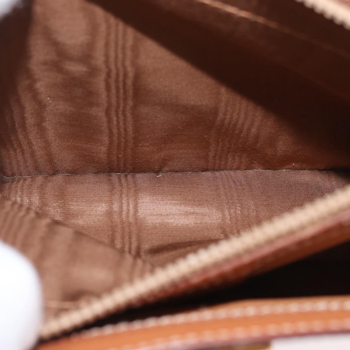 CELINE Macadam Canvas Circle Hand Bag PVC 2way Beige Gold Auth AMZ333A