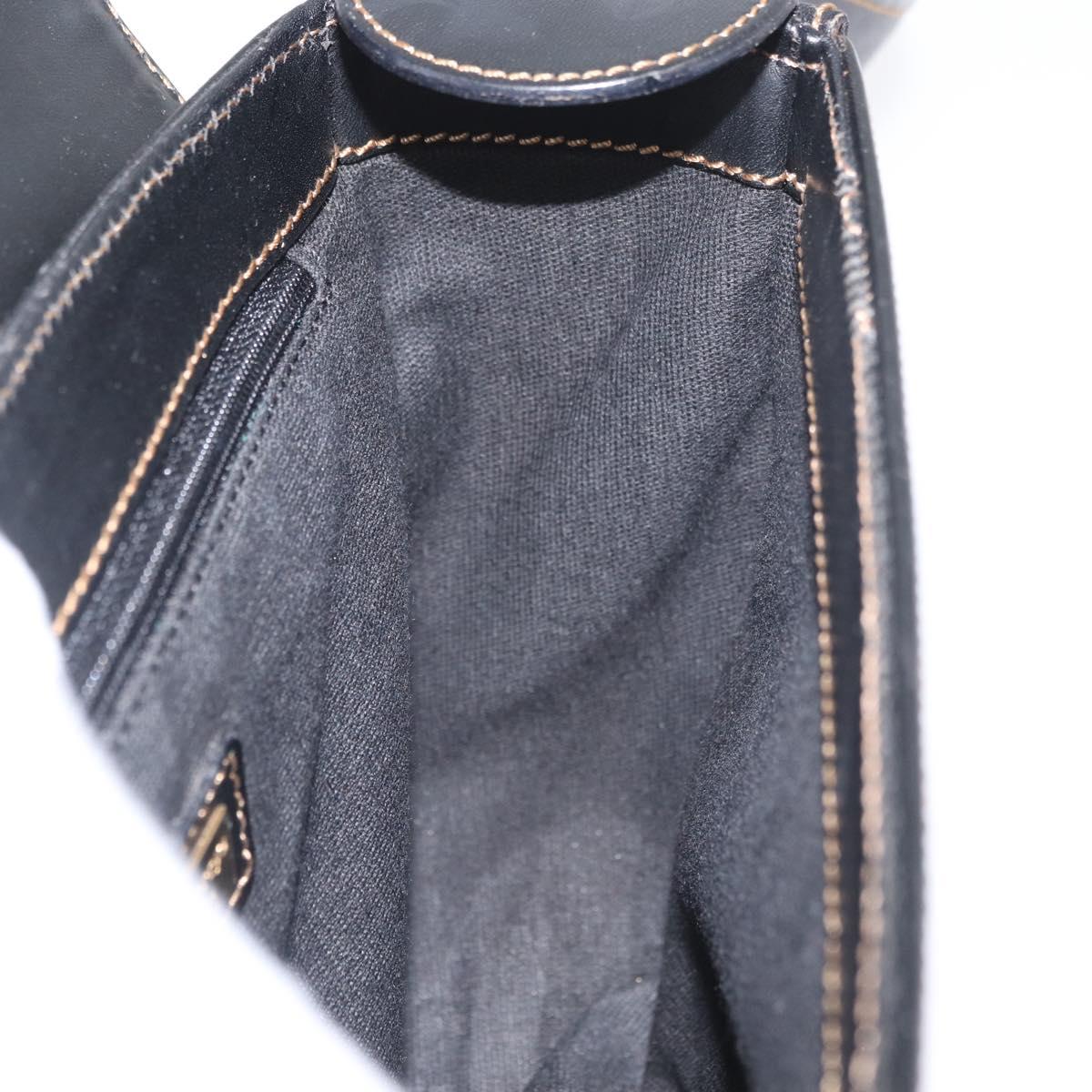 Burberrys Nova Check Shoulder Bag PVC Leather Black Gold Auth AMZ334