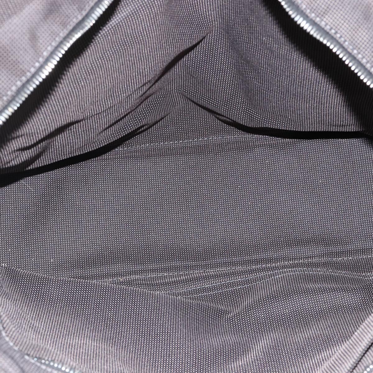 HERMES Her Line MM Hand Bag Canvas Gray Silver Auth AMZ335A