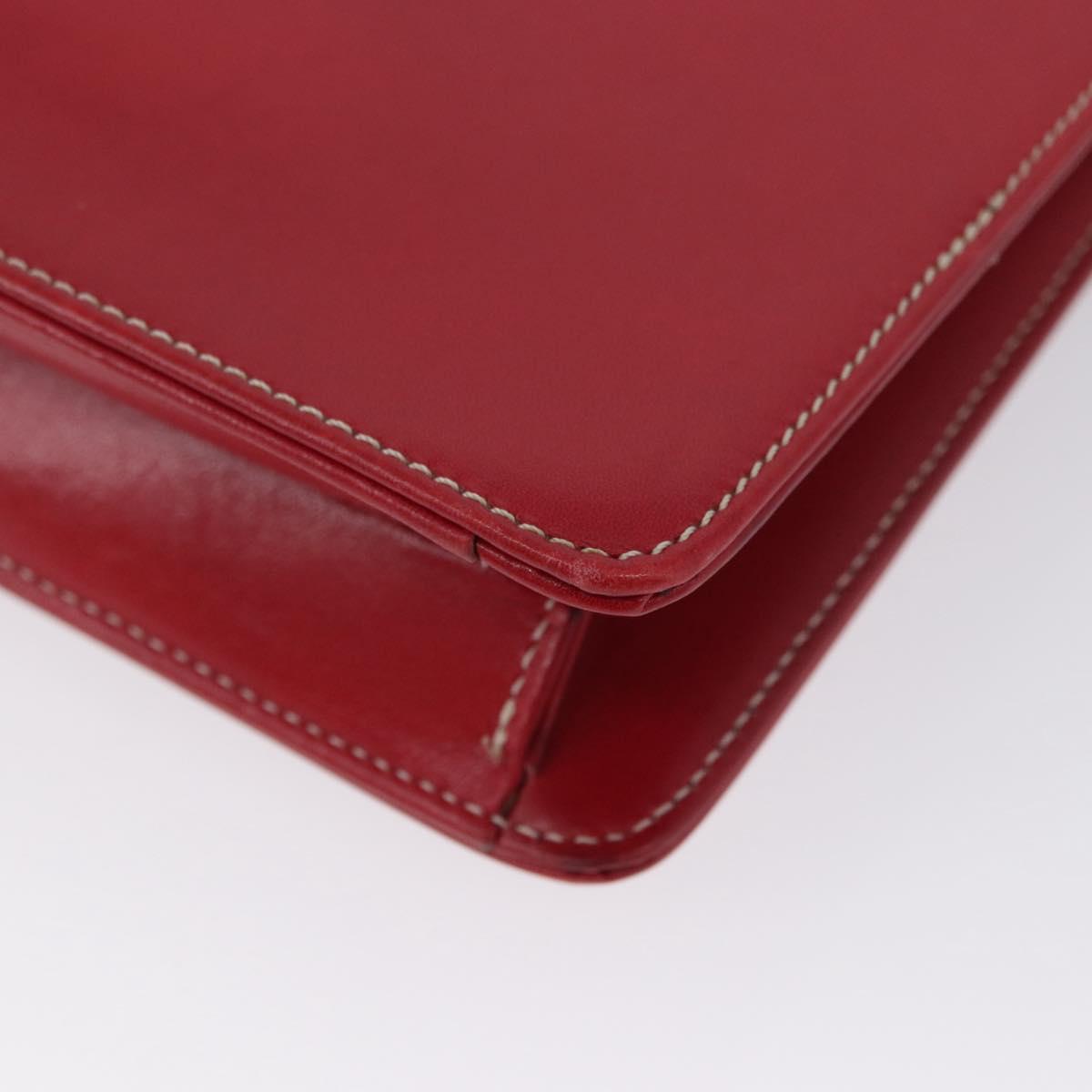 Christian Dior Chain Shoulder Bag Leather Red Gold Auth AMZ337A