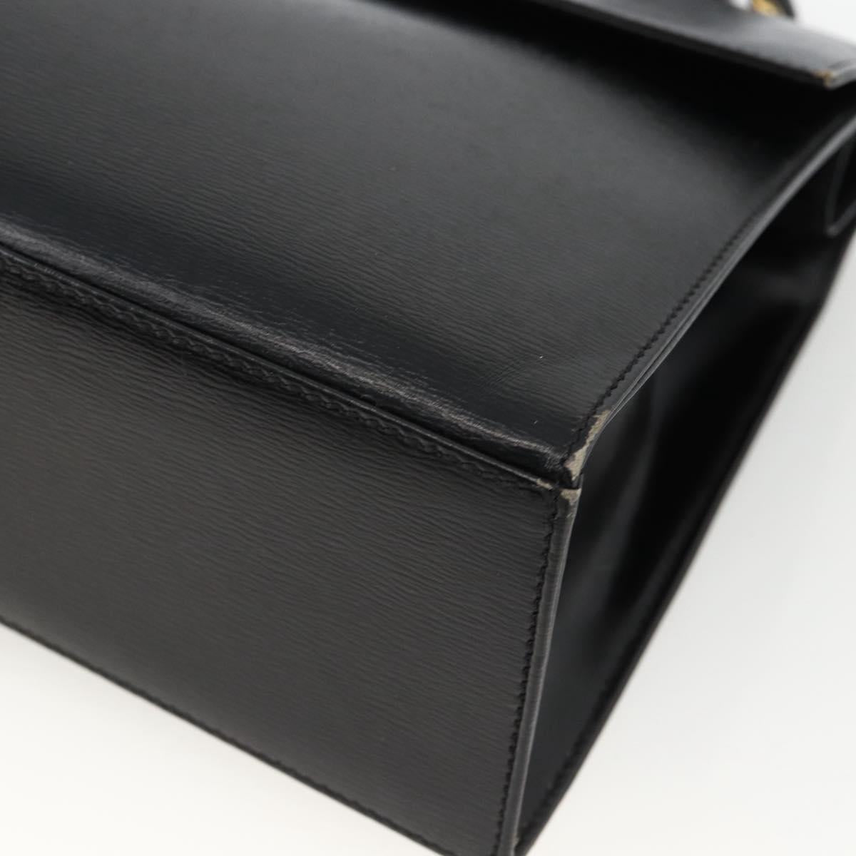 Christian Dior Hand Bag Leather 2way Black Gold Auth AMZ338A