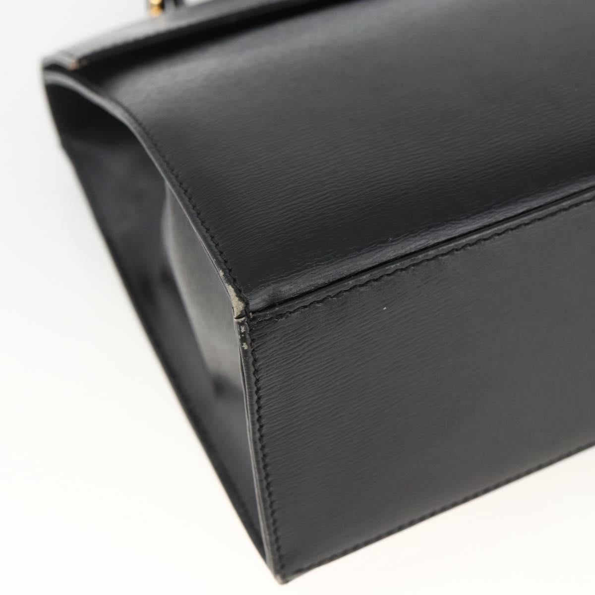 Christian Dior Hand Bag Leather 2way Black Gold Auth AMZ338A