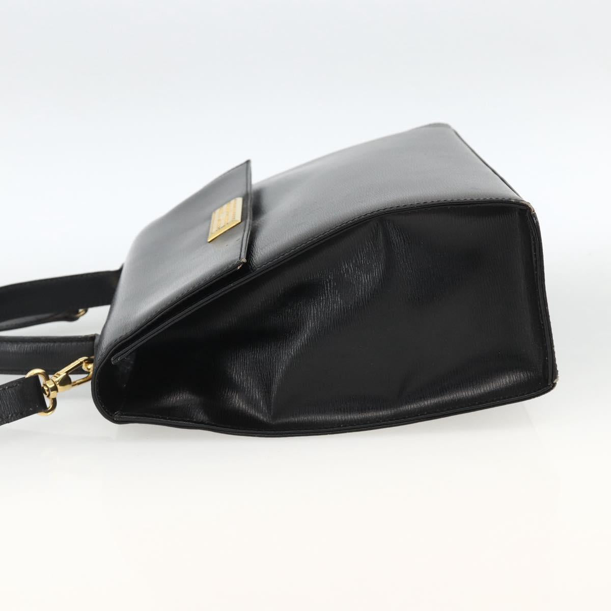 Christian Dior Hand Bag Leather 2way Black Gold Auth AMZ338A