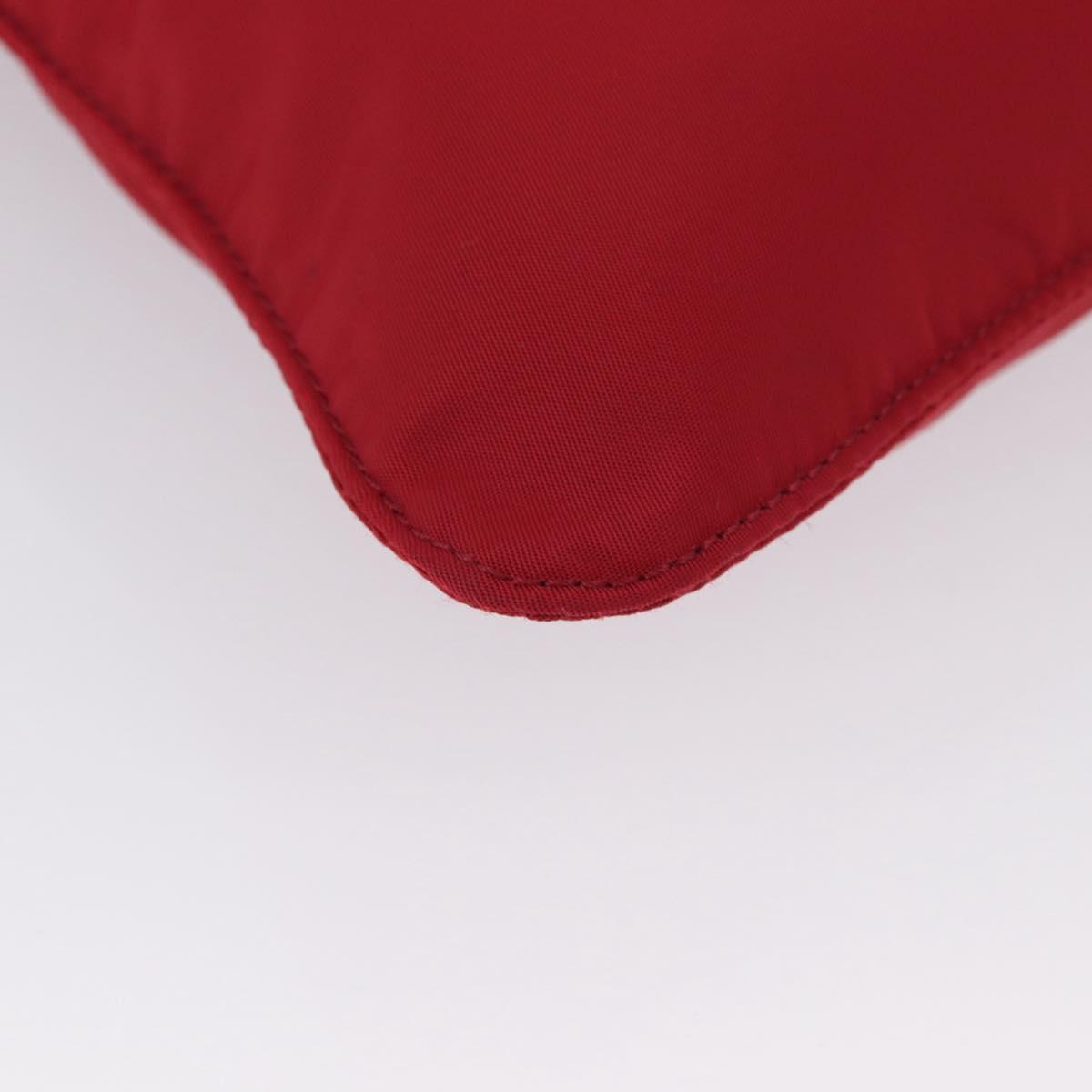 PRADA Shoulder Bag Nylon Red Silver Auth AMZ339
