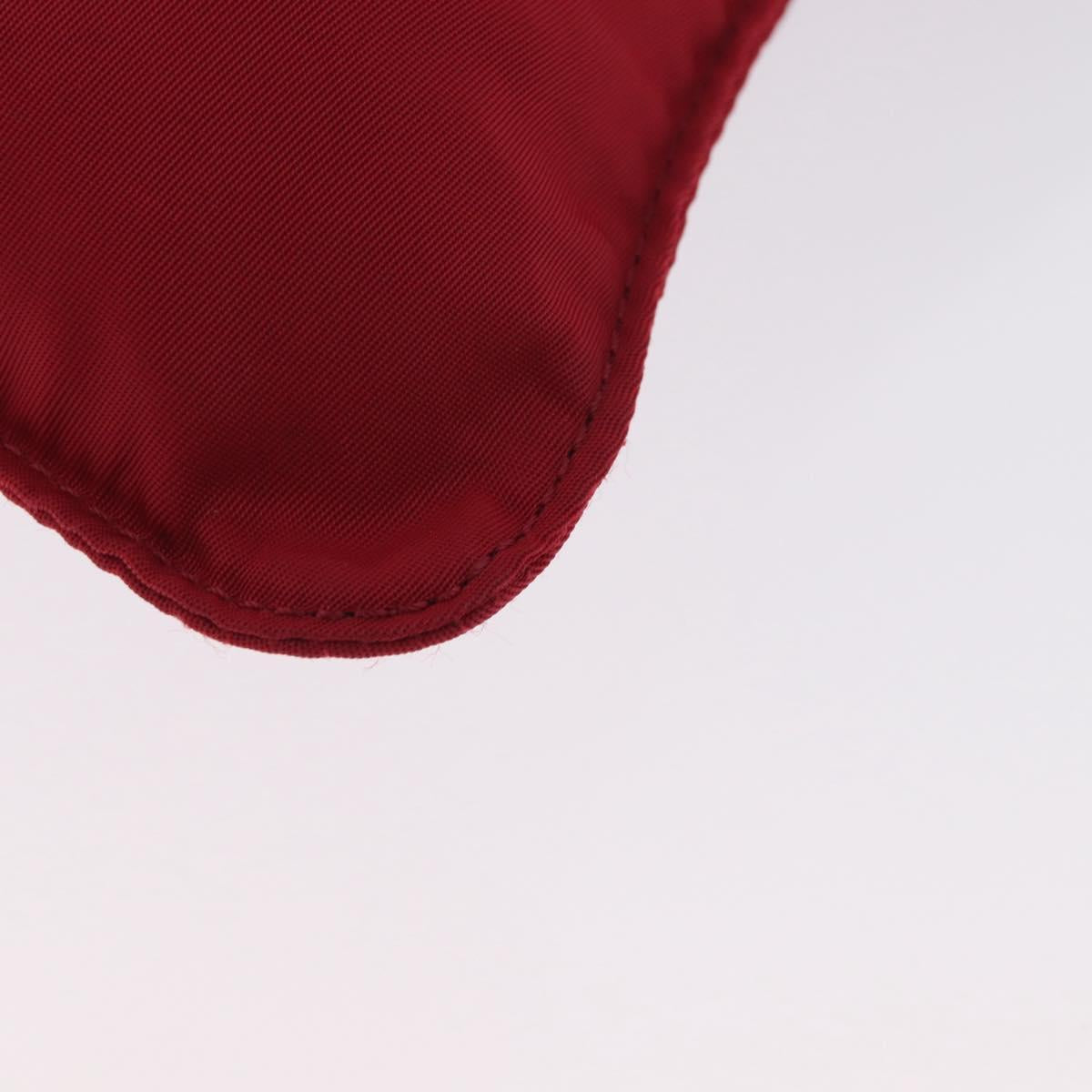 PRADA Shoulder Bag Nylon Red Silver Auth AMZ339