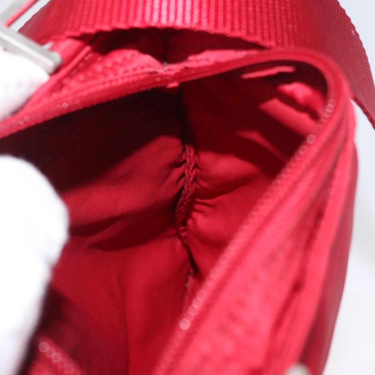 PRADA Shoulder Bag Nylon Red Silver Auth AMZ339