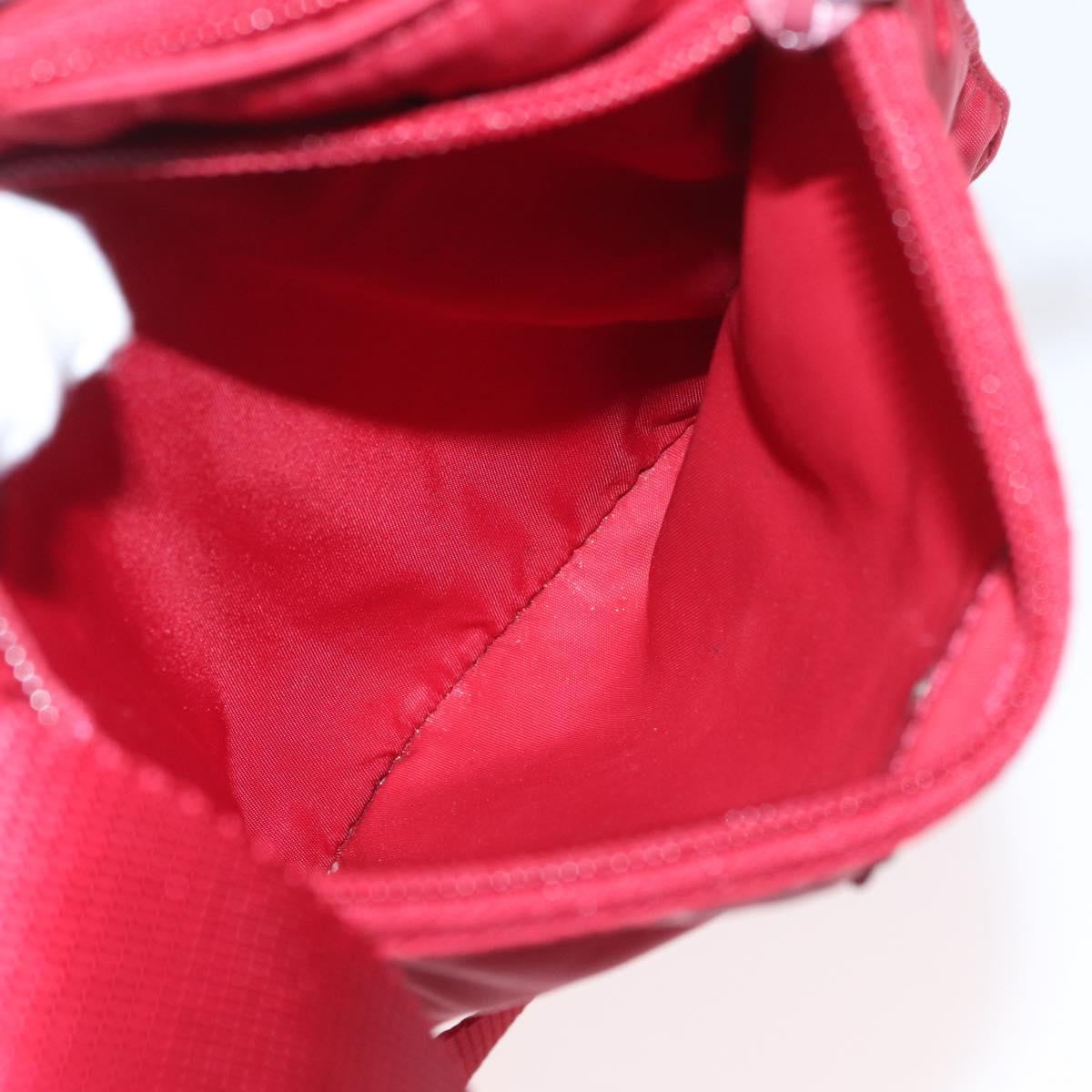 PRADA Shoulder Bag Nylon Red Silver Auth AMZ339