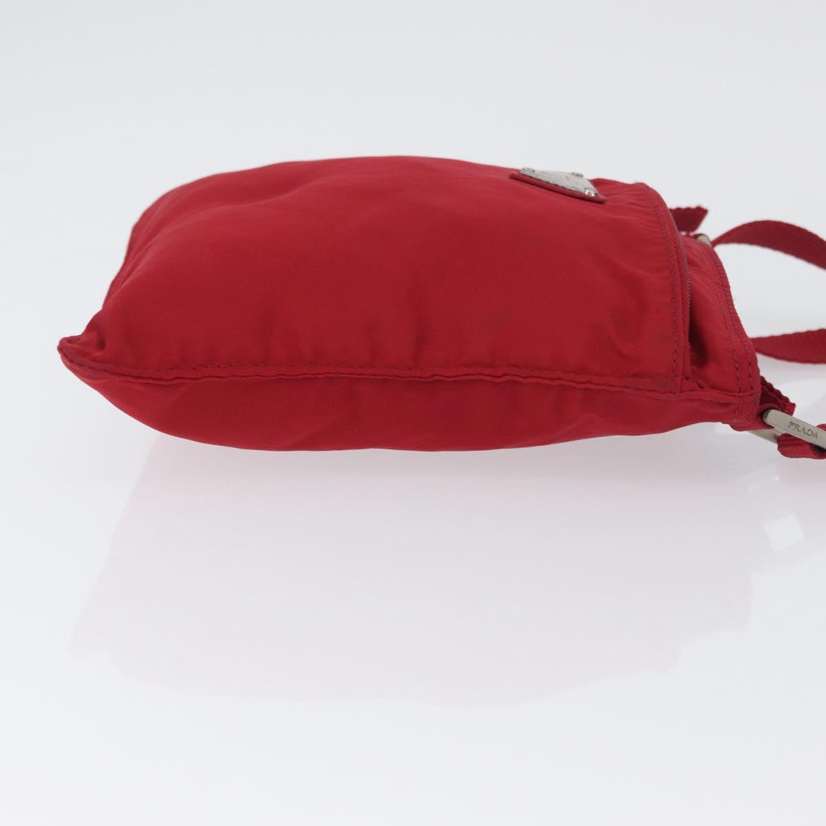 PRADA Shoulder Bag Nylon Red Silver Auth AMZ339
