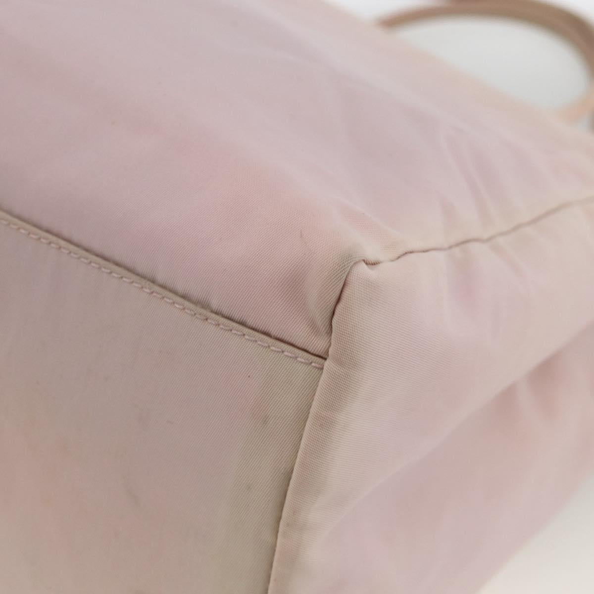 PRADA Hand Bag Nylon Pink Silver Auth AMZ341