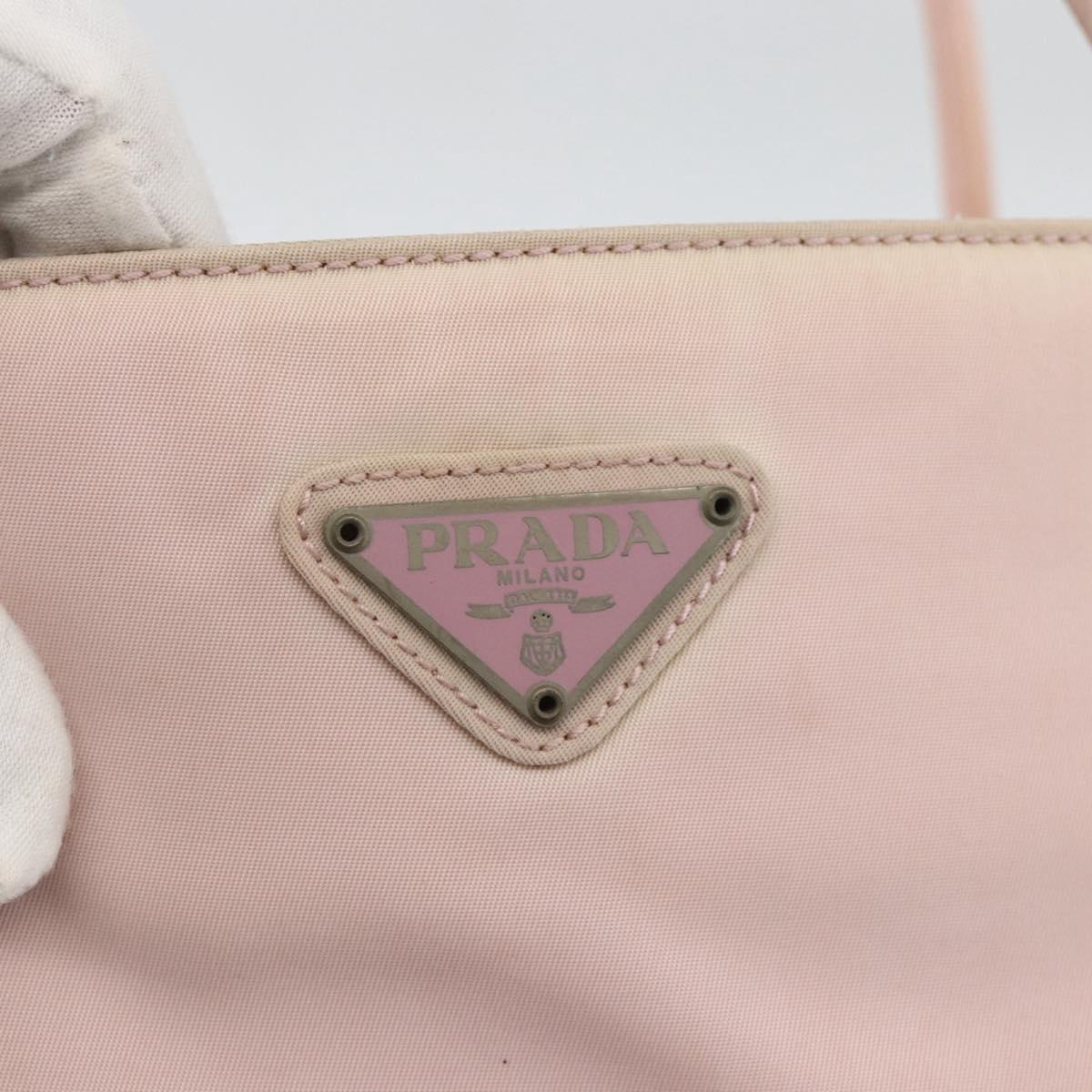 PRADA Hand Bag Nylon Pink Silver Auth AMZ341