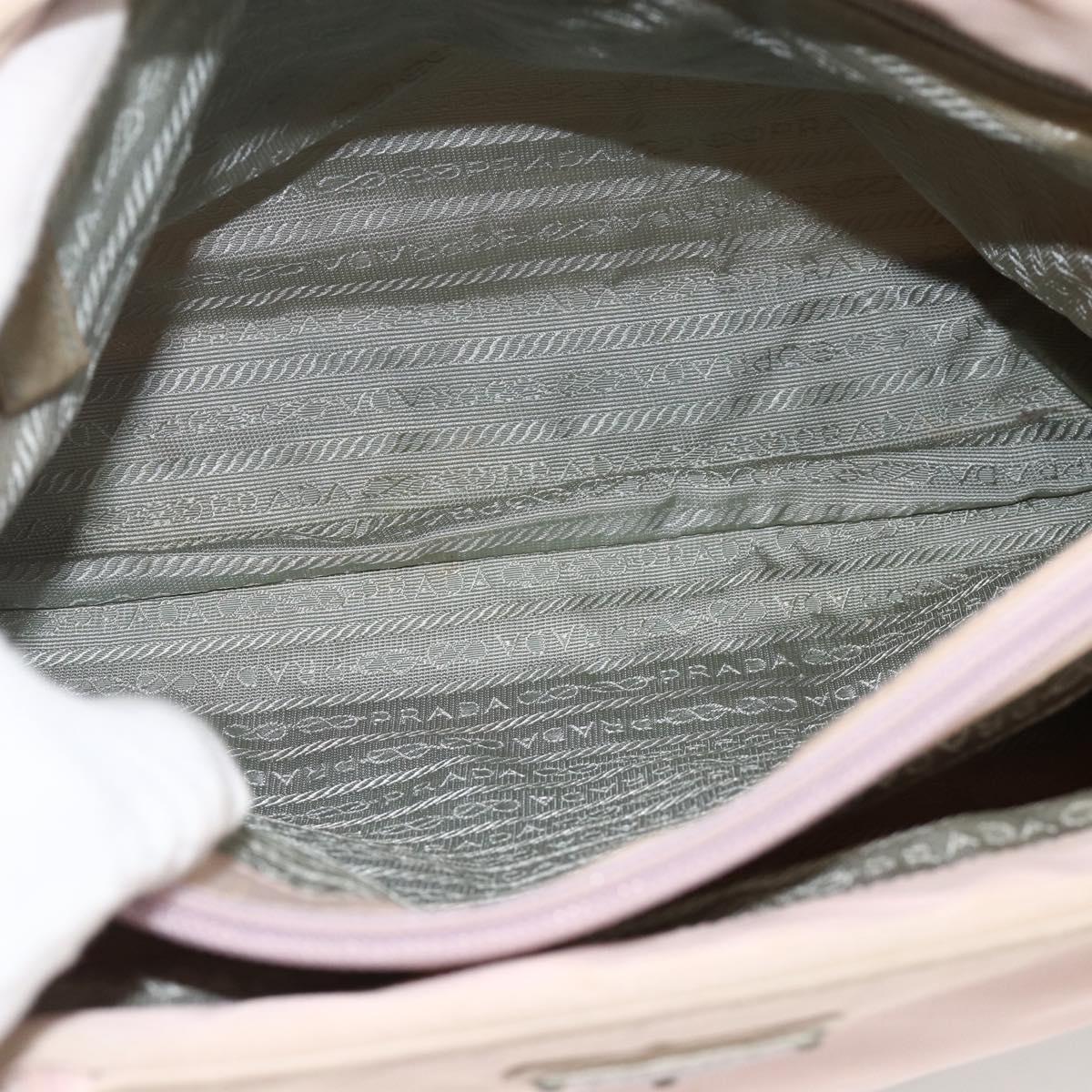 PRADA Hand Bag Nylon Pink Silver Auth AMZ341