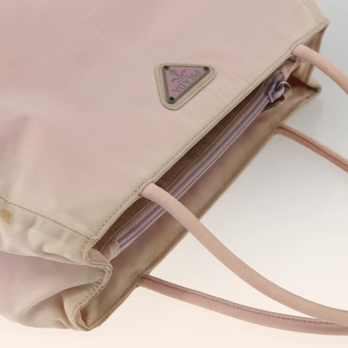 PRADA Hand Bag Nylon Pink Silver Auth AMZ341
