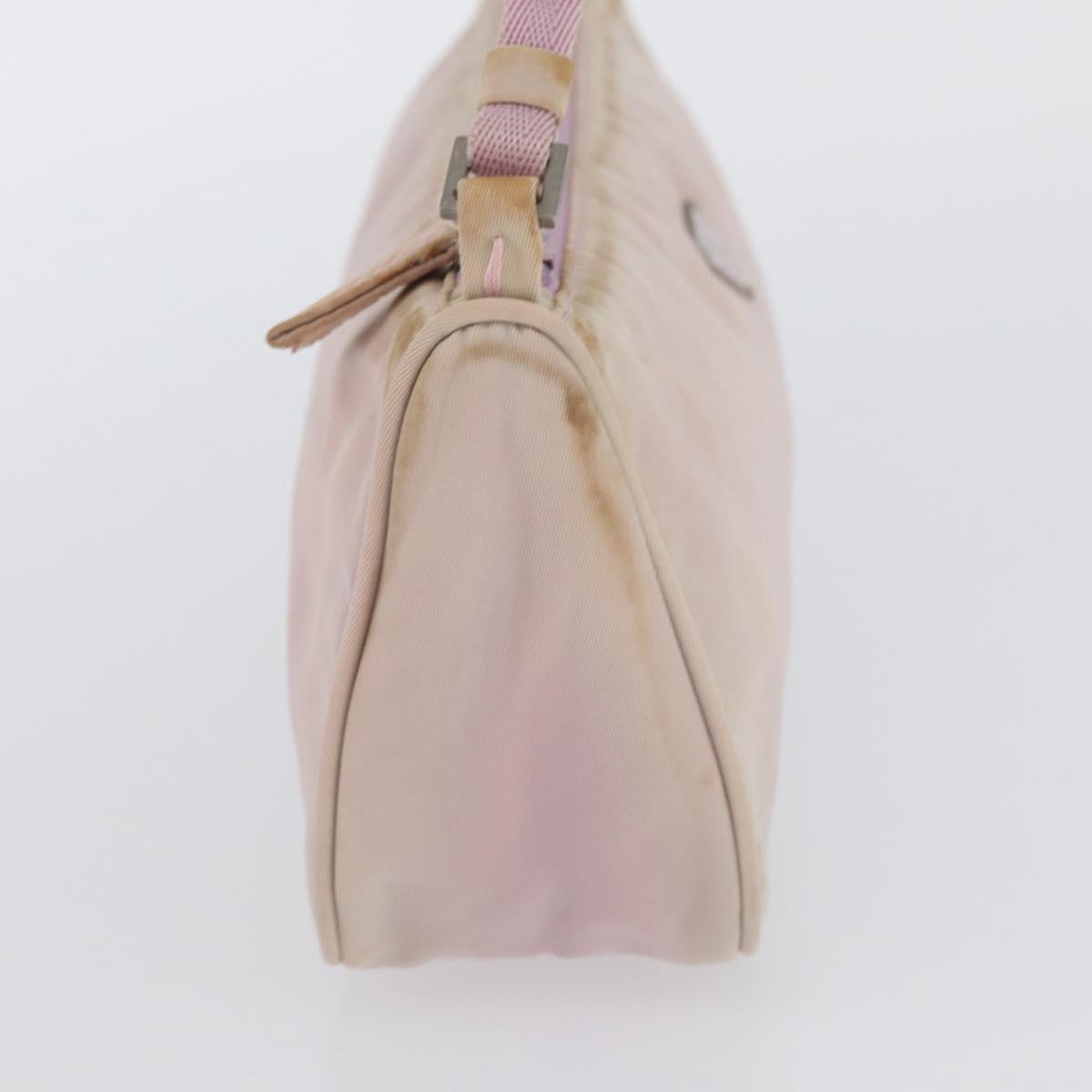 PRADA Accessory Pouch Nylon Pink Silver Auth AMZ342