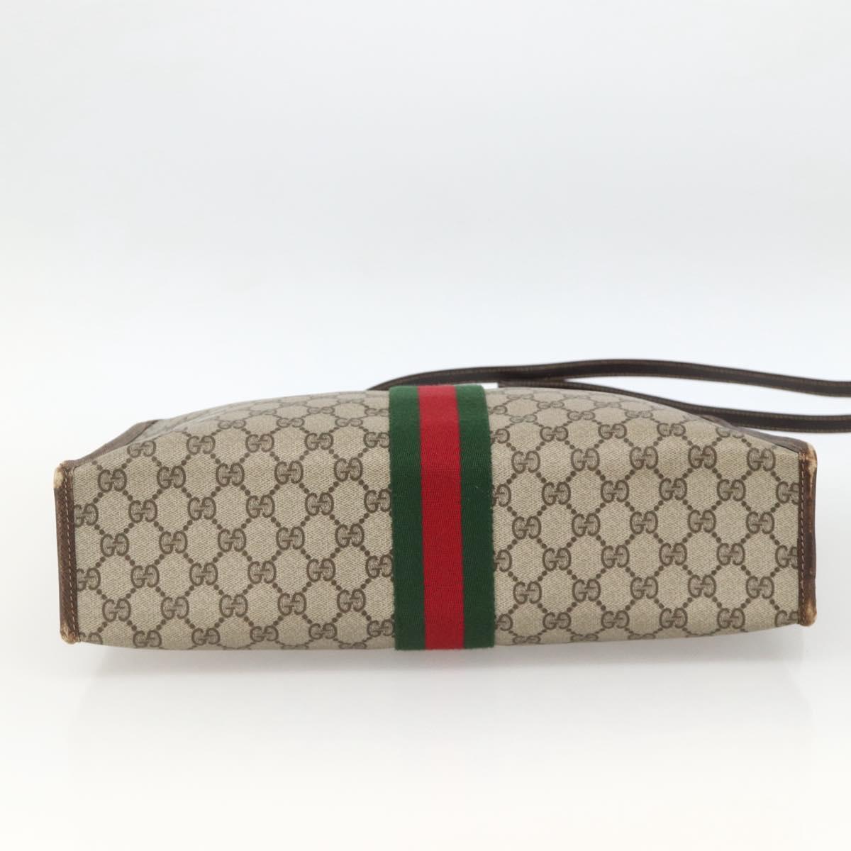 GUCCI GG Supreme Web Sherry Line Hand Bag PVC Red Beige 010 378 Auth AMZ345
