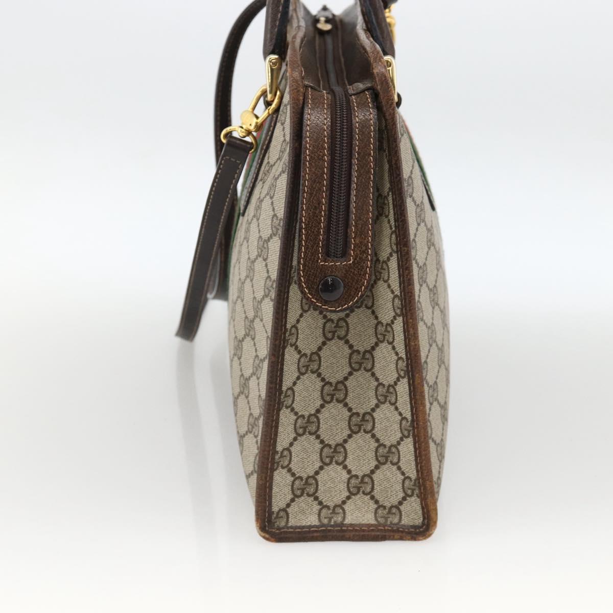 GUCCI GG Supreme Web Sherry Line Hand Bag PVC Red Beige 010 378 Auth AMZ345