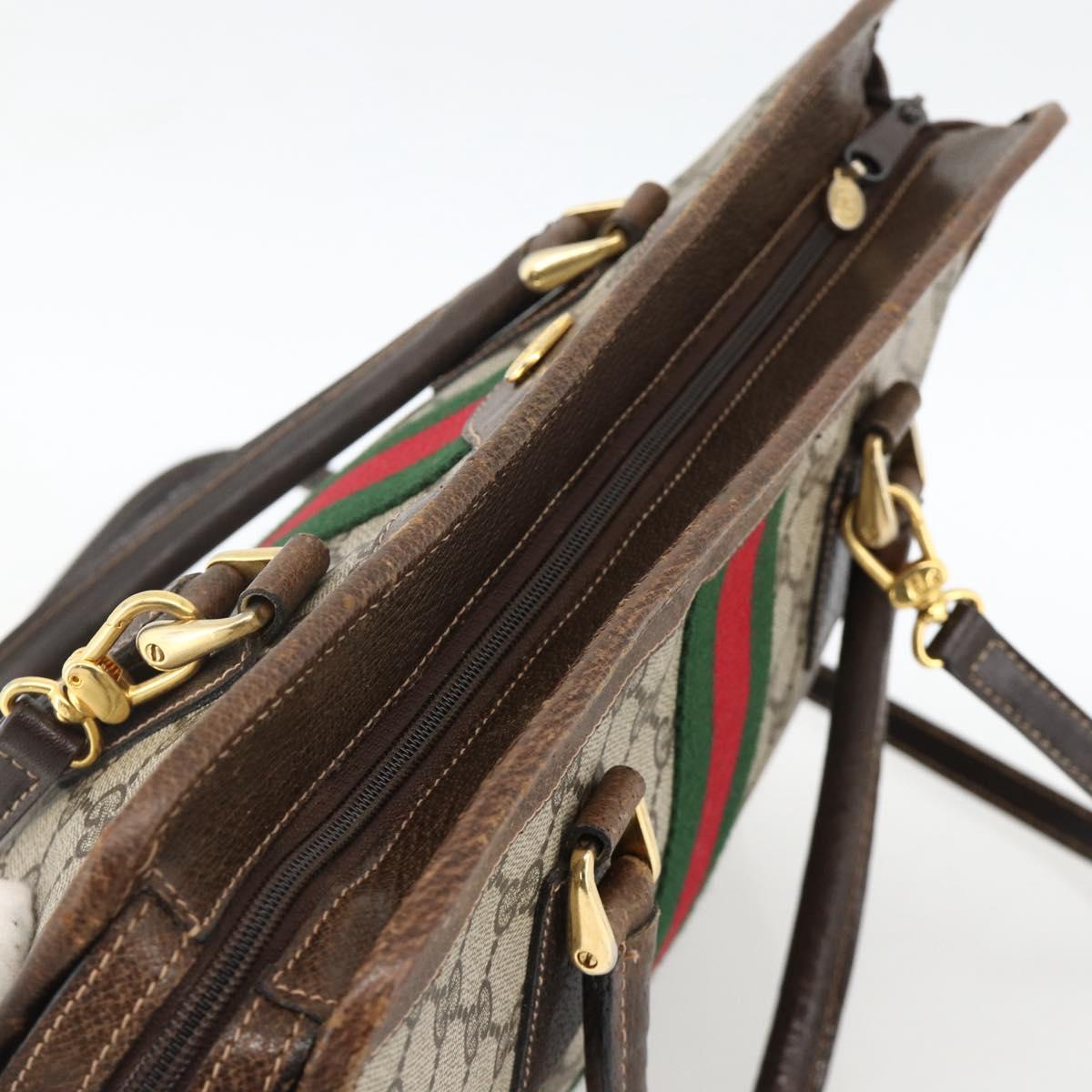 GUCCI GG Supreme Web Sherry Line Hand Bag PVC Red Beige 010 378 Auth AMZ345
