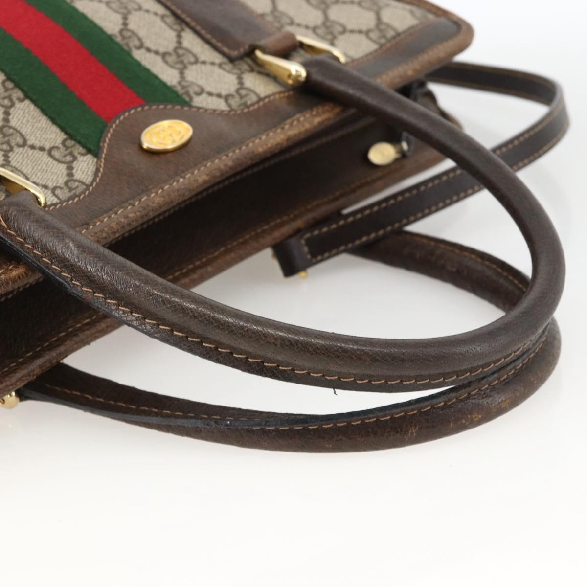 GUCCI GG Supreme Web Sherry Line Hand Bag PVC Red Beige 010 378 Auth AMZ345