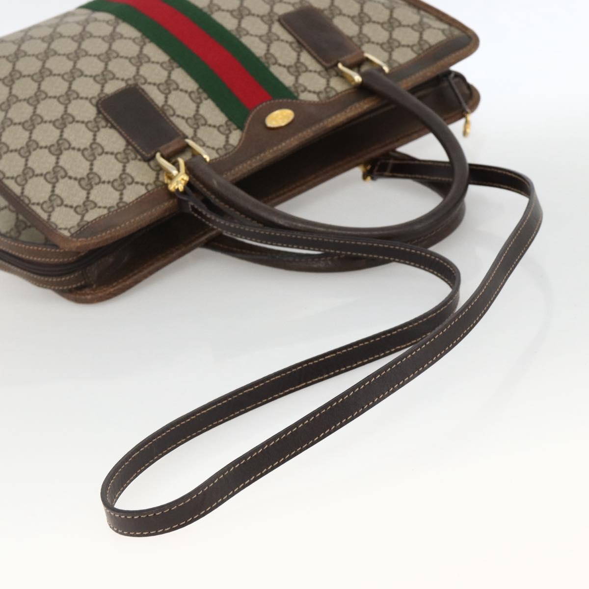 GUCCI GG Supreme Web Sherry Line Hand Bag PVC Red Beige 010 378 Auth AMZ345