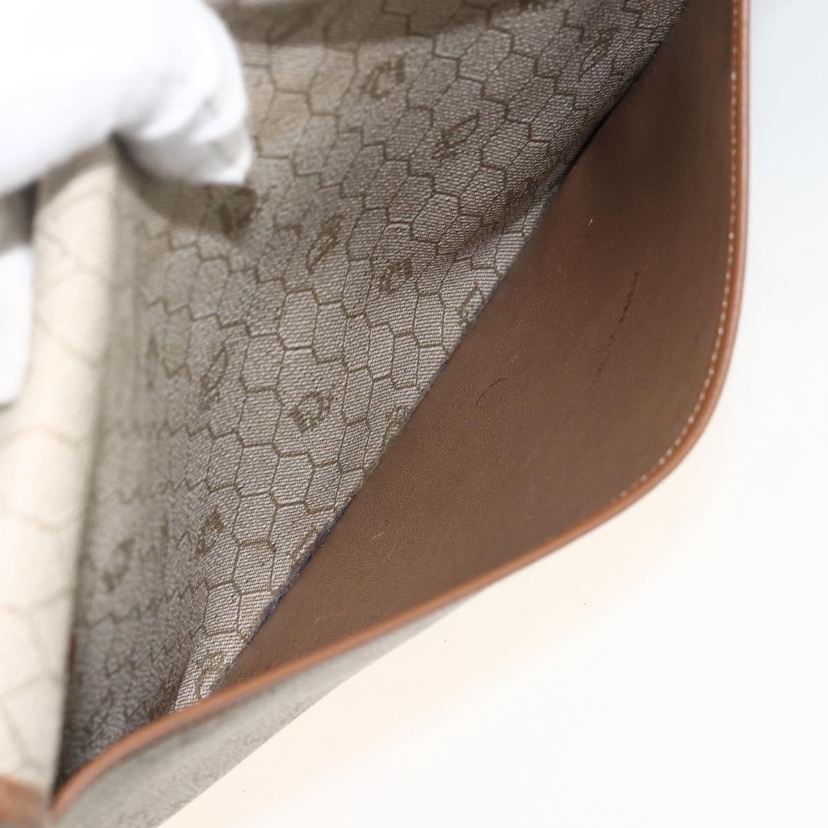 Christian Dior Honeycomb Canvas Shoulder Bag PVC Beige Gold Auth AMZ354