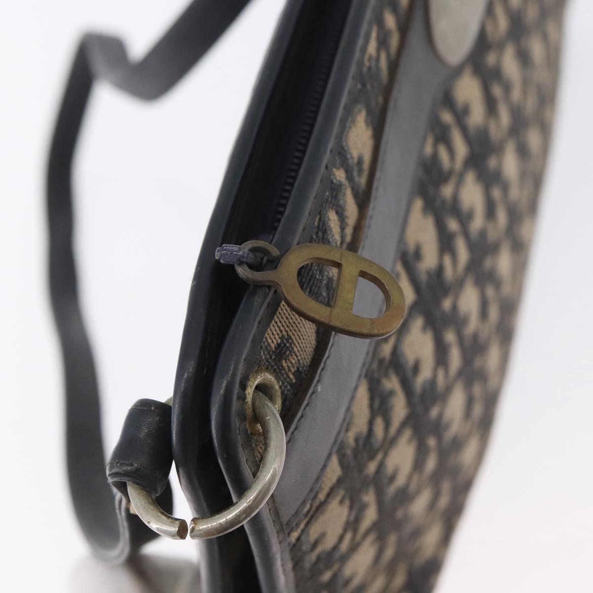 Christian Dior Trotter Canvas Shoulder Bag Navy Gold Auth AMZ357