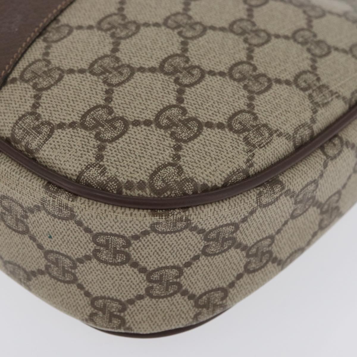 GUCCI GG Supreme Web Sherry Line Bag PVC Beige Gold 156 01 034 Auth AMZ358