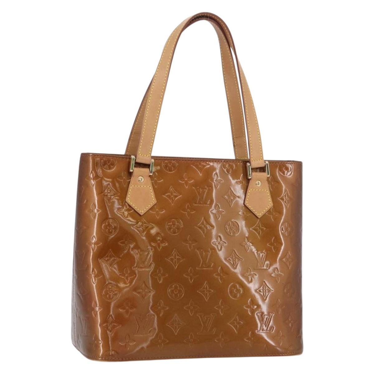 LOUIS VUITTON Monogram Vernis Houston Hand Bag Bronze M91122 LV Auth AMZ368