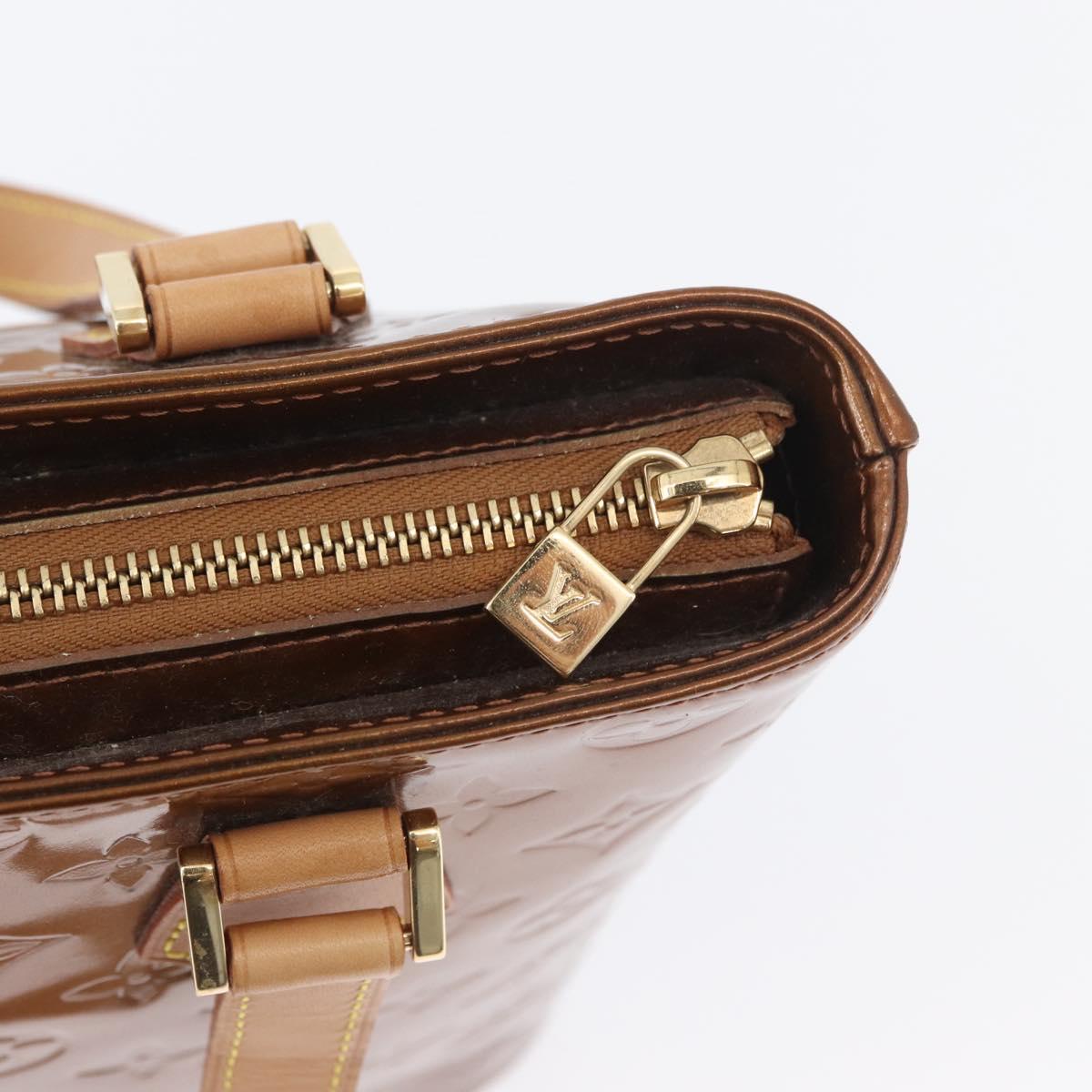 LOUIS VUITTON Monogram Vernis Houston Hand Bag Bronze M91122 LV Auth AMZ368