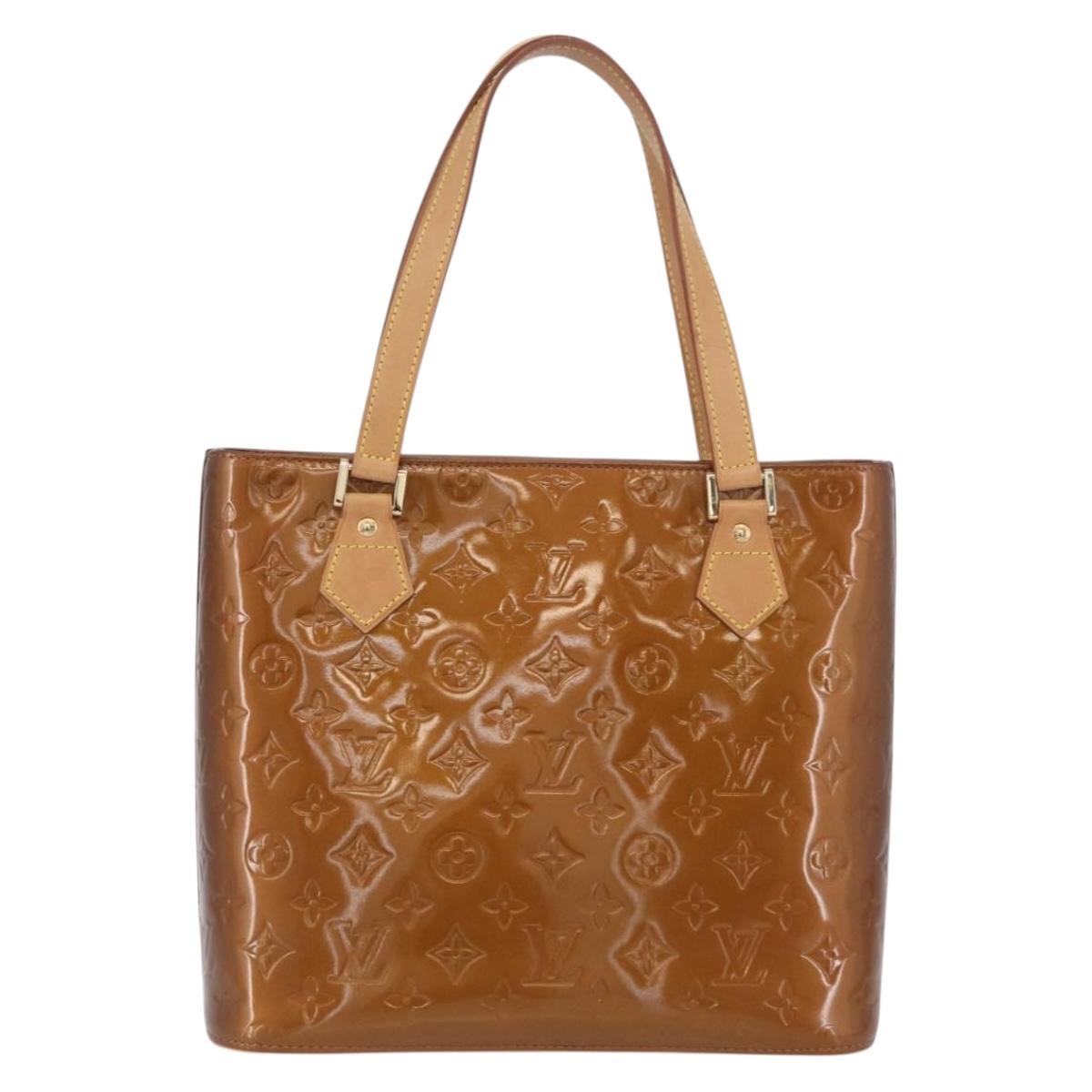 LOUIS VUITTON Monogram Vernis Houston Hand Bag Bronze M91122 LV Auth AMZ368