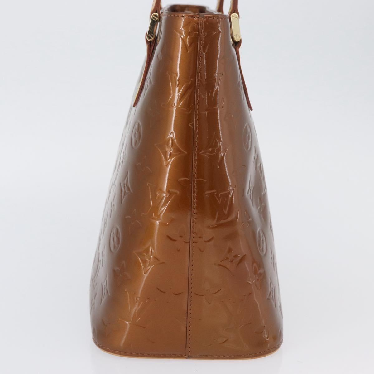 LOUIS VUITTON Monogram Vernis Houston Hand Bag Bronze M91122 LV Auth AMZ368