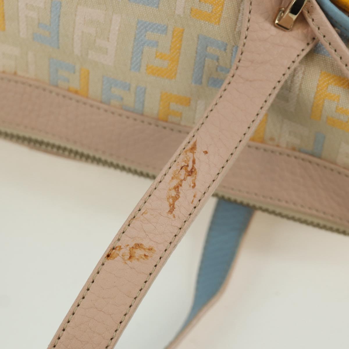 FENDI Zucchino Canvas Hand Bag Pink Gold Auth AMZ369A